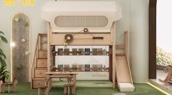 双层床+梯柜+护栏C667+顶棚 C659