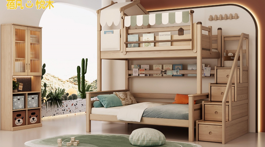 双层床+梯柜+顶棚 C655